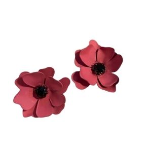 NWT Rose Petal black rhinestone stud earrings